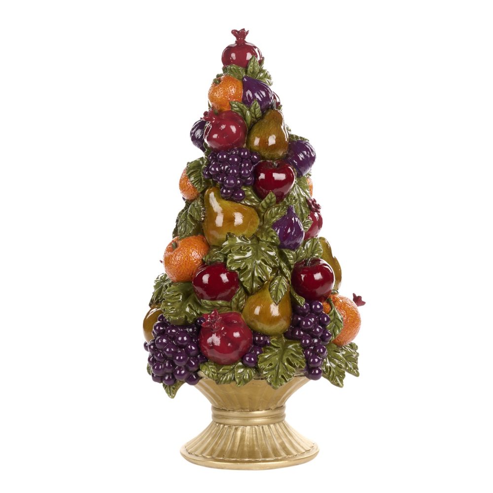 Cos cu Fructe Decorativ ,burgundy portocaliu, 51cm