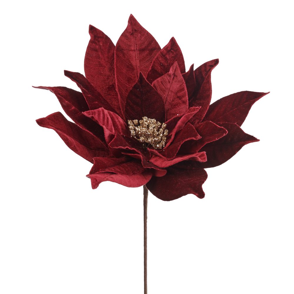Craciunita cu tulpina, catifea, Burgundy 50cm
