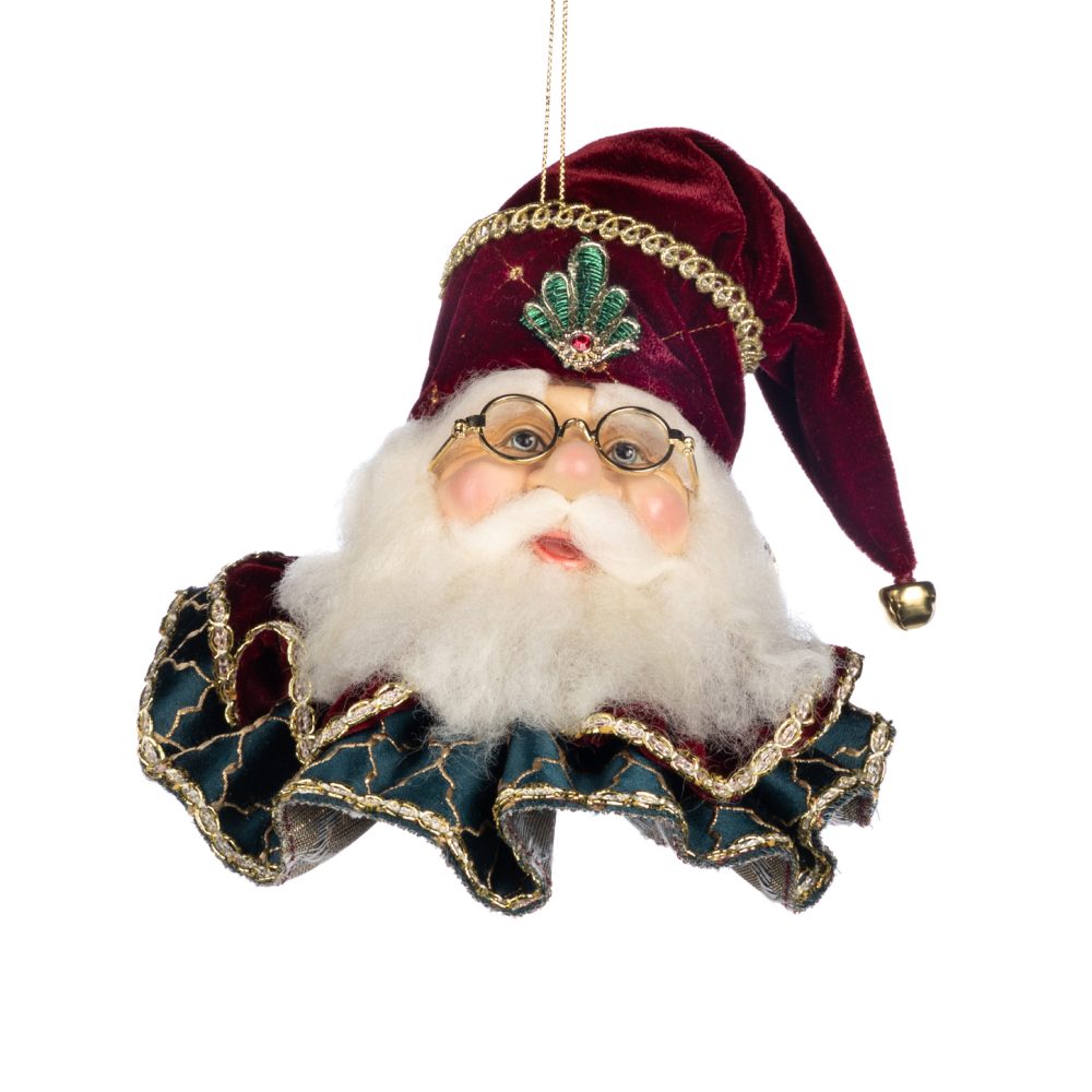 Mos Craciun Ornament pentru Brad Burgundy/verde 17cm