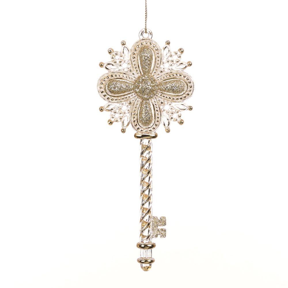 Cheie decorativa din colectia Jewel 15cm auriu / transparent