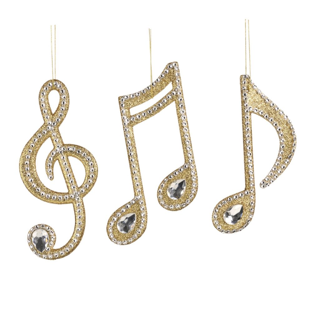 Set 3 Note muzicale colectia Jewel auriu/transparent 16.5cm