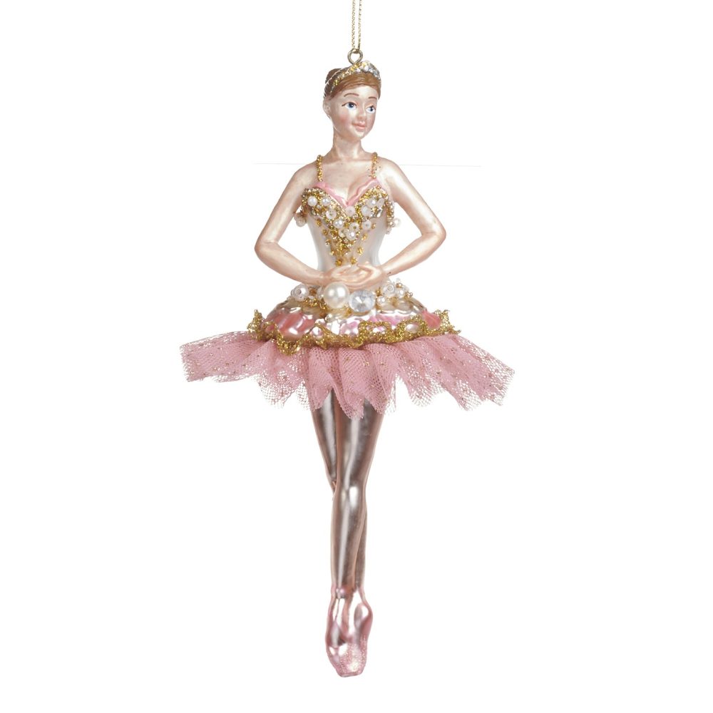 Balerina din sticla cu tulle , roz 19cm