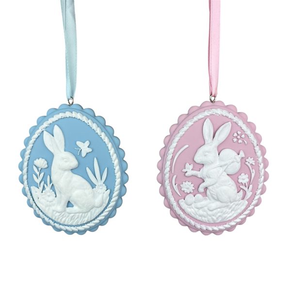 flat cameo bunny egg orn ass2 pnkblu 9cm