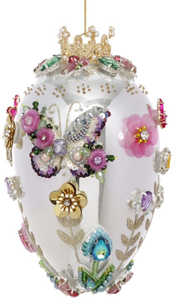 glss faberge bijuteru fluture egg orn bl 18cm