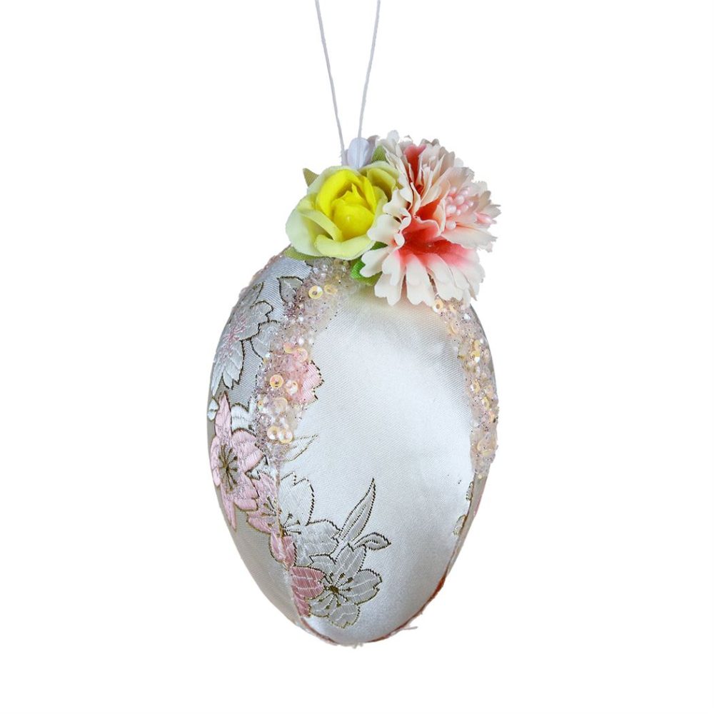 fabr.broc.floral egg orn pnk 12cm