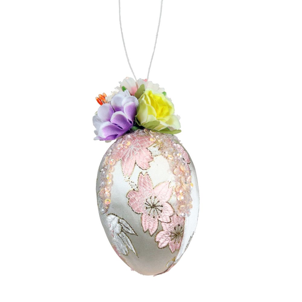 fabr.broc.floral egg orn pnkmulti 10cm