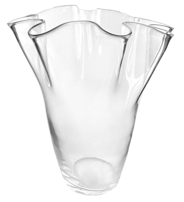 Vaza de sticla buclata transparenta 31 x 11 x 37