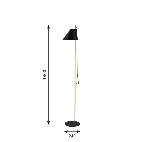 Lampă de podea Yuh Alamă/Negru