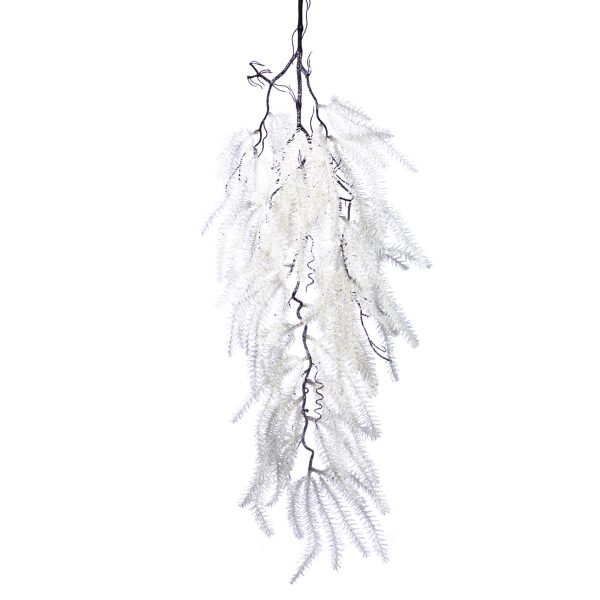 Ramură de amaranthus cu sclipici 92cm alb