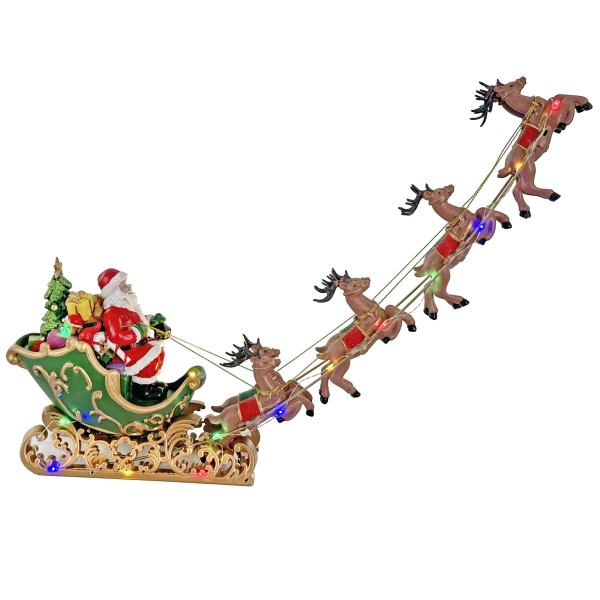 SANIE MOS CRACIUN CU RENI CU LED, 45 CM