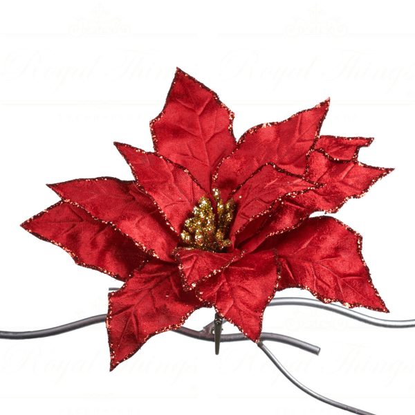 Goodwill christmas flowers Glitter Poinsettia on Clip red FF 99238 600x600